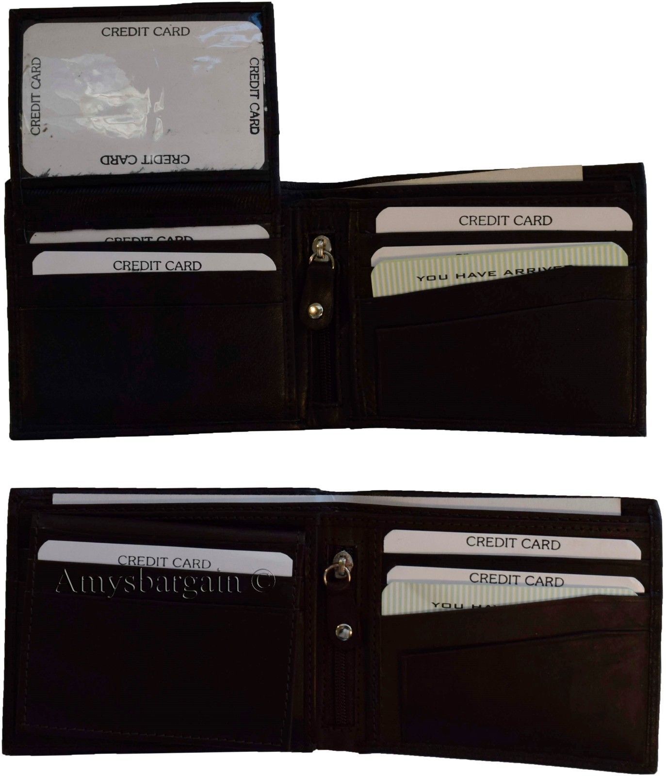 Lot of 4 Men's Bifold Leather wallet Genuine leather 3 bill slot Zip case New - Image 5