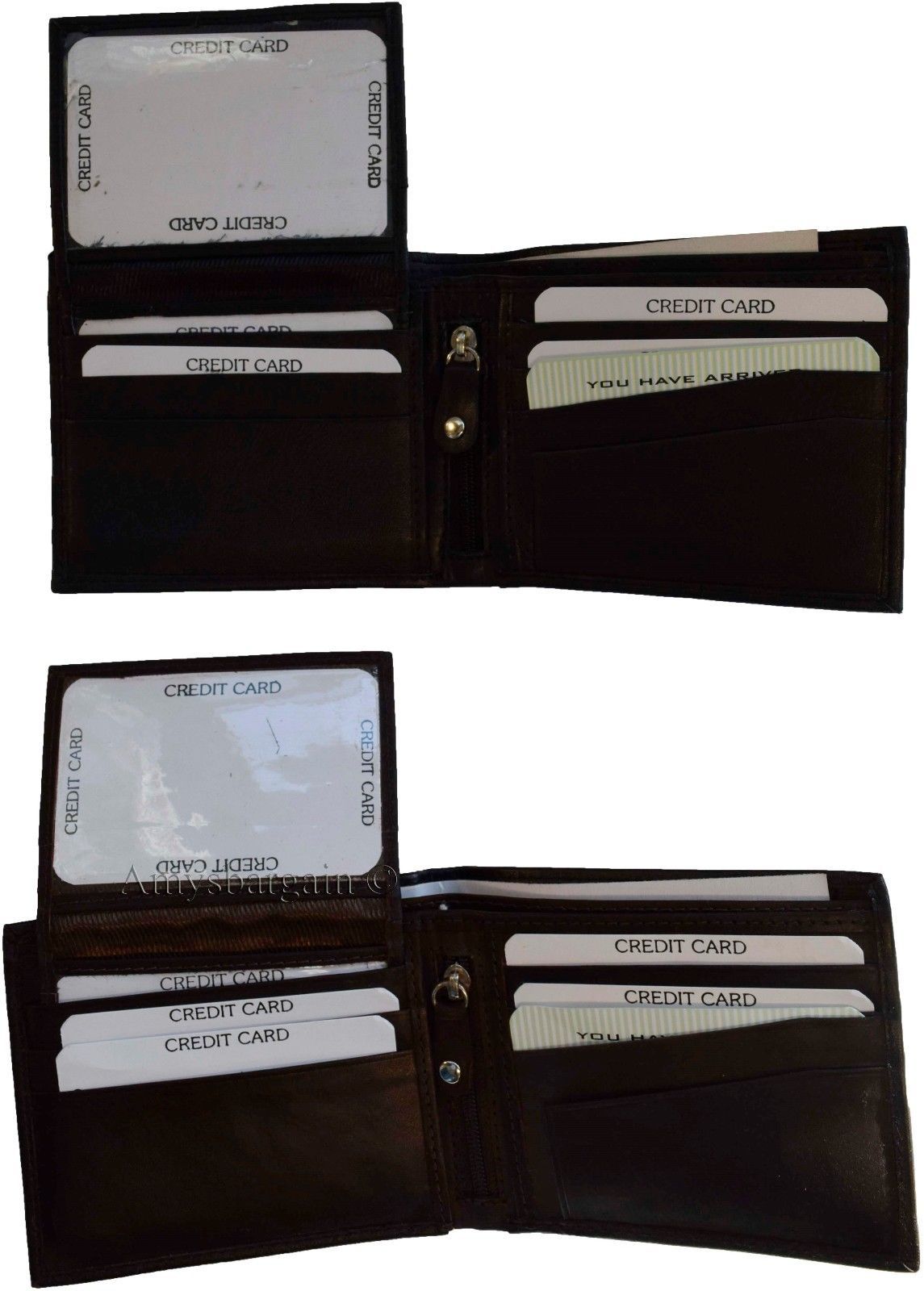 Lot of 4 Men's Bifold Leather wallet Genuine leather 3 bill slot Zip case New - Image 6