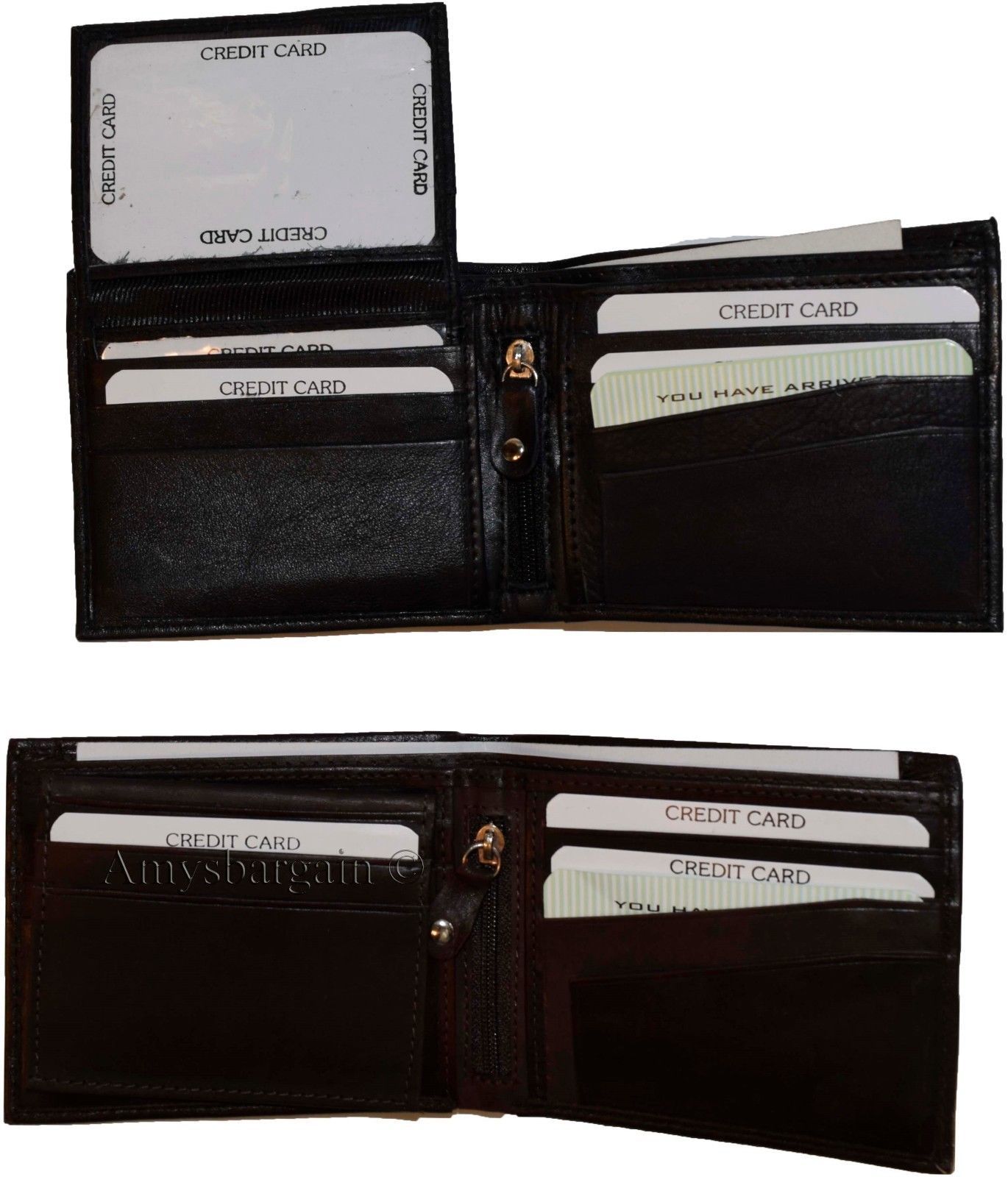 Lot of 4 Men's Bifold Leather wallet Genuine leather 3 bill slot Zip case New - Image 7