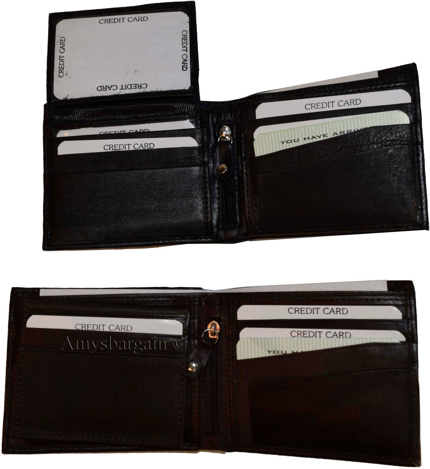 Lot of 4 Men's Bifold Leather wallet Genuine leather 3 bill slot Zip case New - Image 8