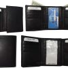 Lot of 4 Men's Trifold Leather Wallet 8 credit card ID Black billfold wallet NWT