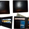 Lot of 4 Men's bifold genuine leather Wallet Black 2 Bill pockets card spaces