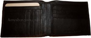 Lot of 4 Men's bifold genuine leather Wallet Black 2 Bill pockets card spaces - Image 10