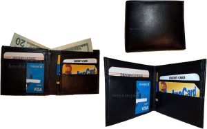 Lot of 4 Men's bifold genuine leather Wallet Black 2 Bill pockets card spaces - Image 4