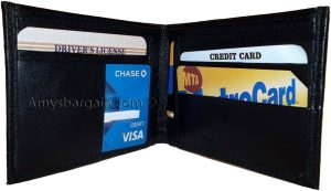 Lot of 4 Men's bifold genuine leather Wallet Black 2 Bill pockets card spaces - Image 5