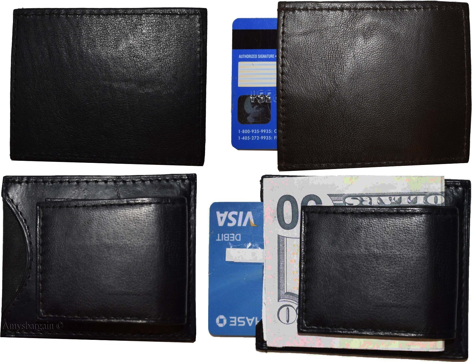 Lot of 4 New Lambskin Leather money Clip, Magnetic money clip. leather case BNWT