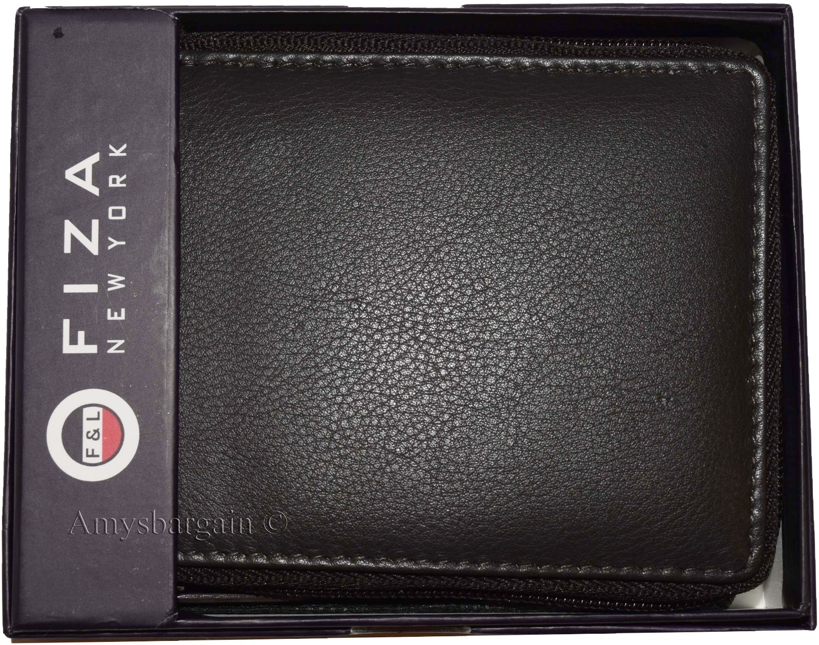 Lot of 4 Zip around FIZA NY leather men's wallet Brown Bi-fold wallet in box - Image 11