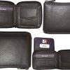 Lot of 4 Zip around FIZA NY leather men's wallet Brown Bi-fold wallet in box