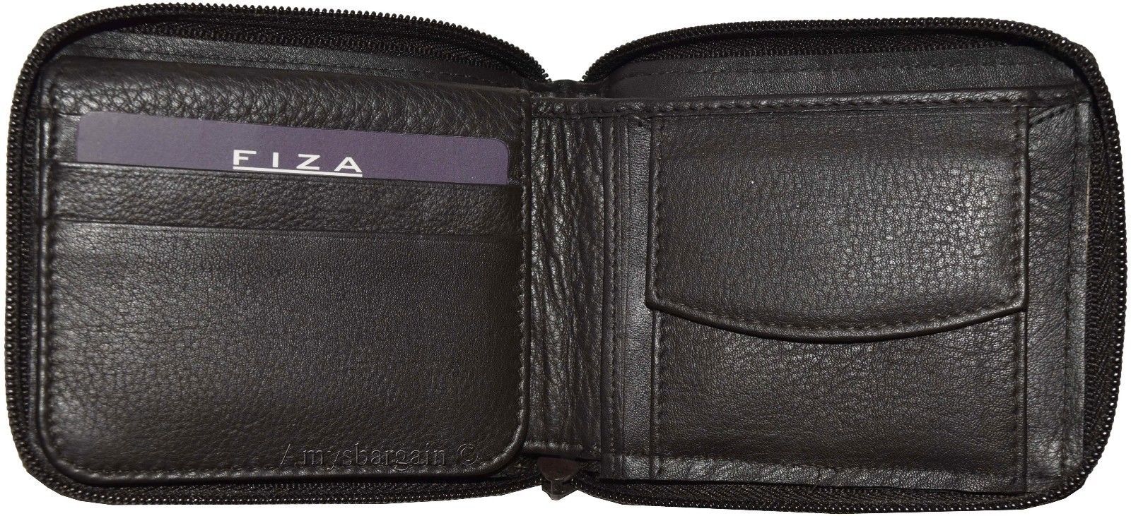 Lot of 4 Zip around FIZA NY leather men's wallet Brown Bi-fold wallet in box - Image 3