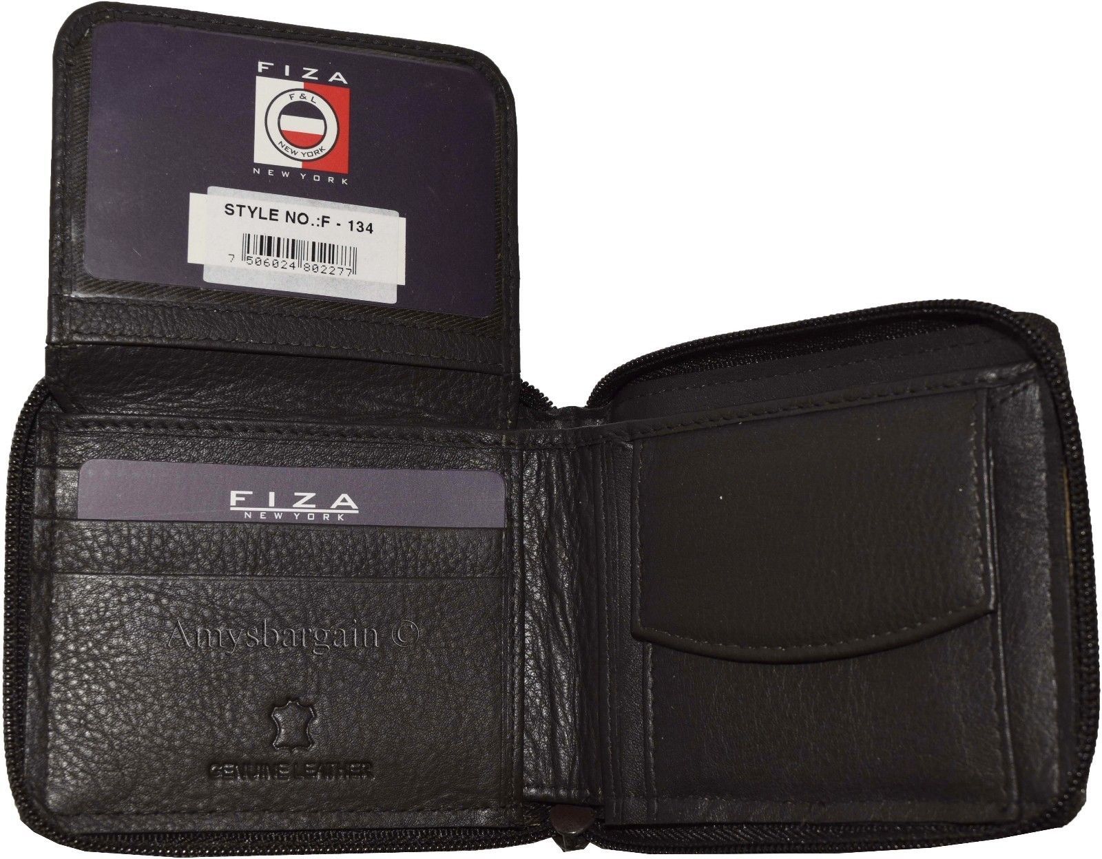 Lot of 4 Zip around FIZA NY leather men's wallet Brown Bi-fold wallet in box - Image 5