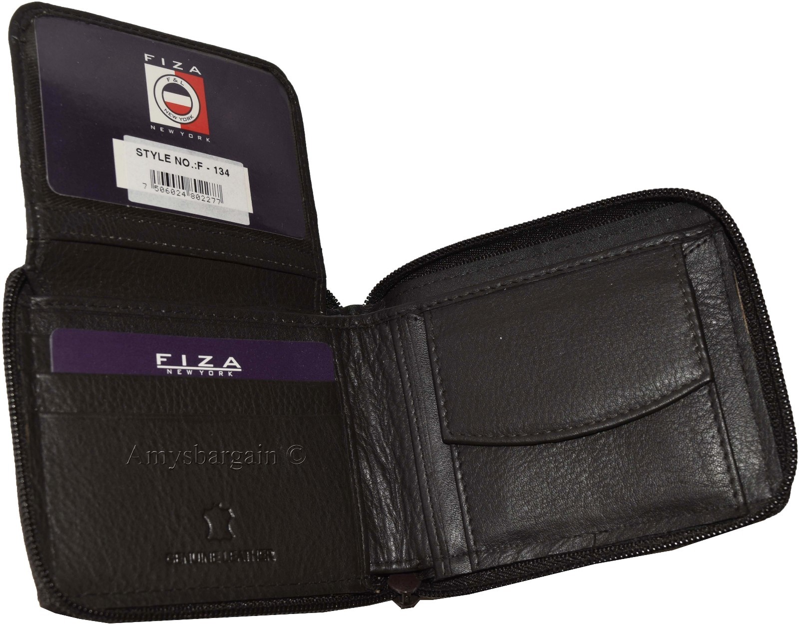 Lot of 4 Zip around FIZA NY leather men's wallet Brown Bi-fold wallet in box - Image 9