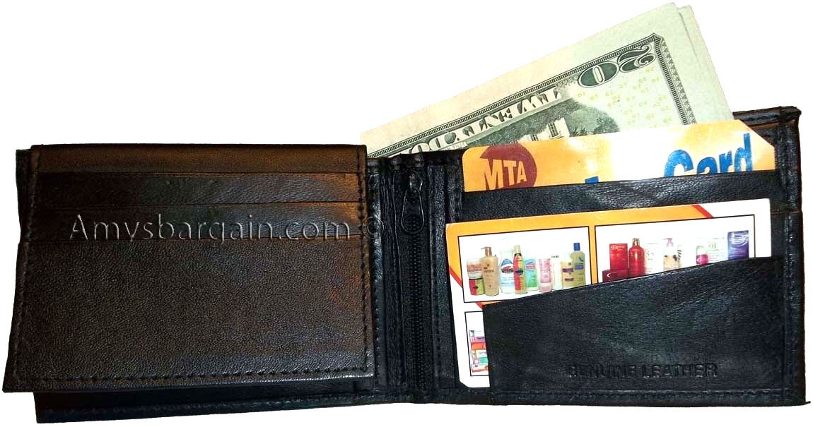 Lot of 5 Bifold Leather Man’s wallet 10 Card 3 bill spaces 2 ID change purse new - Image 5