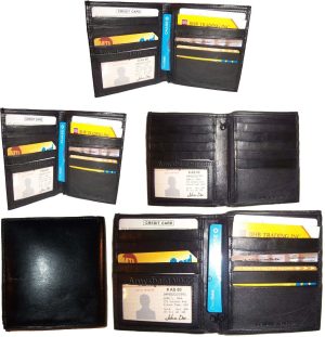 Lot of 5 Men's Leather Hipster Wallet Billfold case Bifold zip coin purse Br new