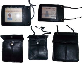 Lot of 5 New Neck string ID Case Credit Card Case Black Wallet pouch Money new