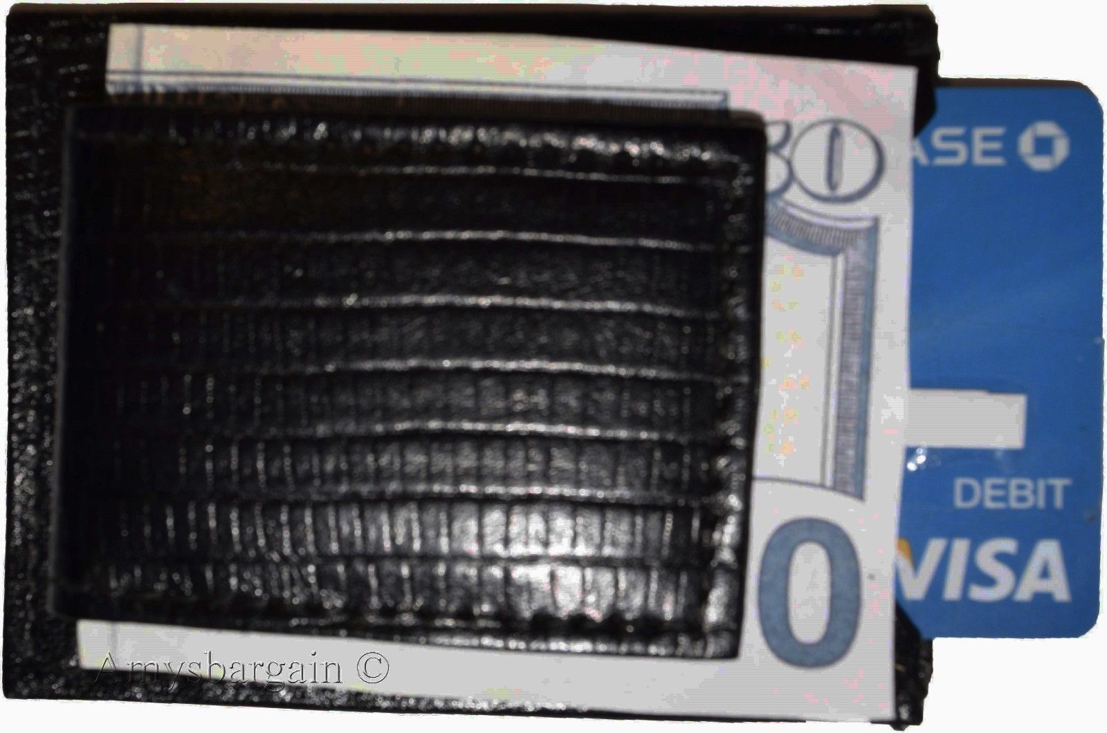 Lot of 6 Black Lizard skin printed leather money clip, unbranded money Clip New - Image 4