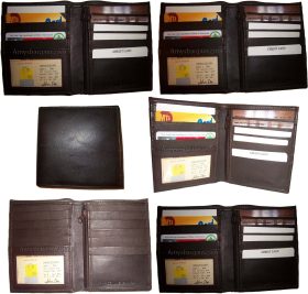 Lot of 6 Leather Hipster wallet billfold brown Bifold zip coin purse New wallets