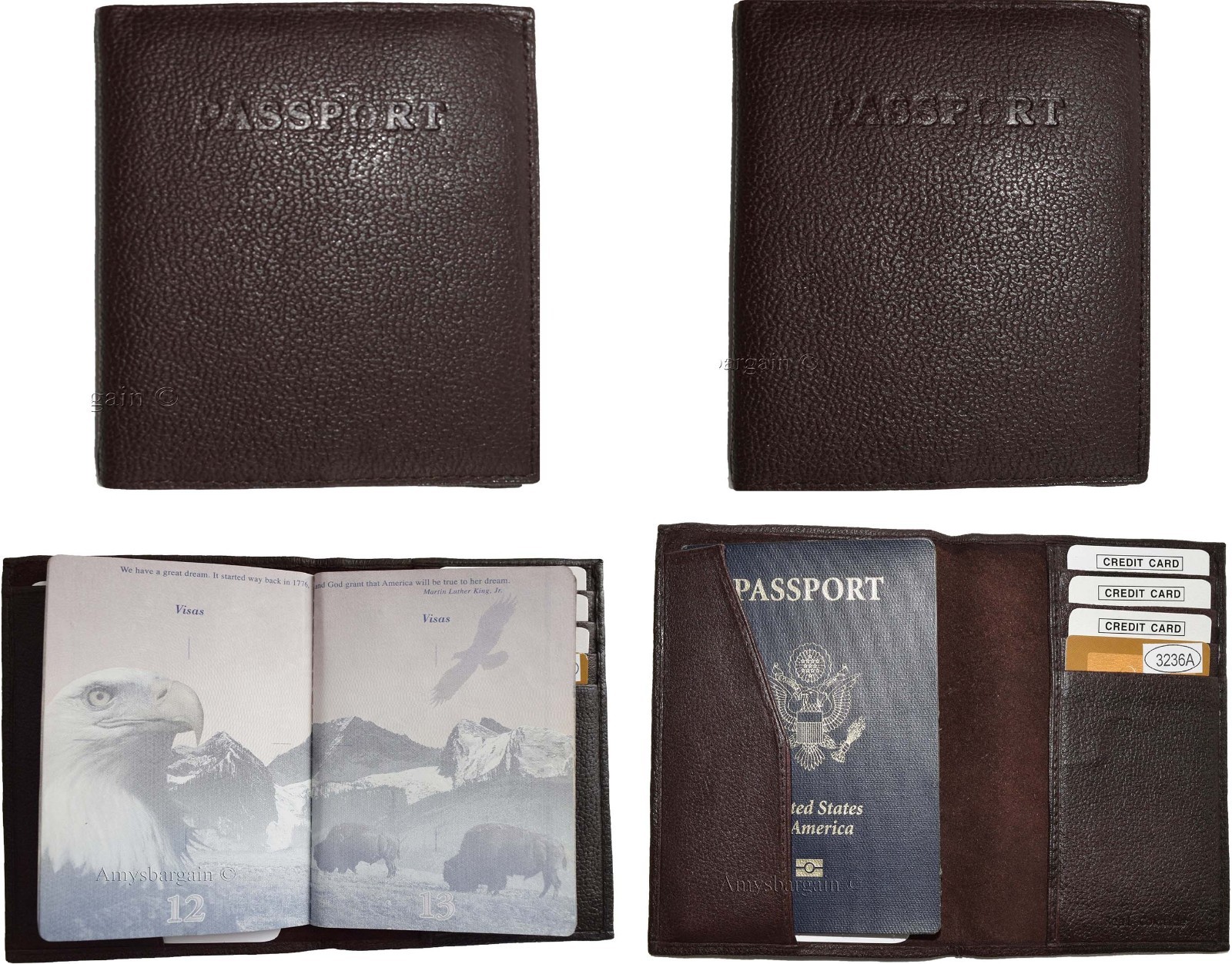 Lot of 6 Leather passport cover Brown Genuine leather INT"L passport case new - Image 5