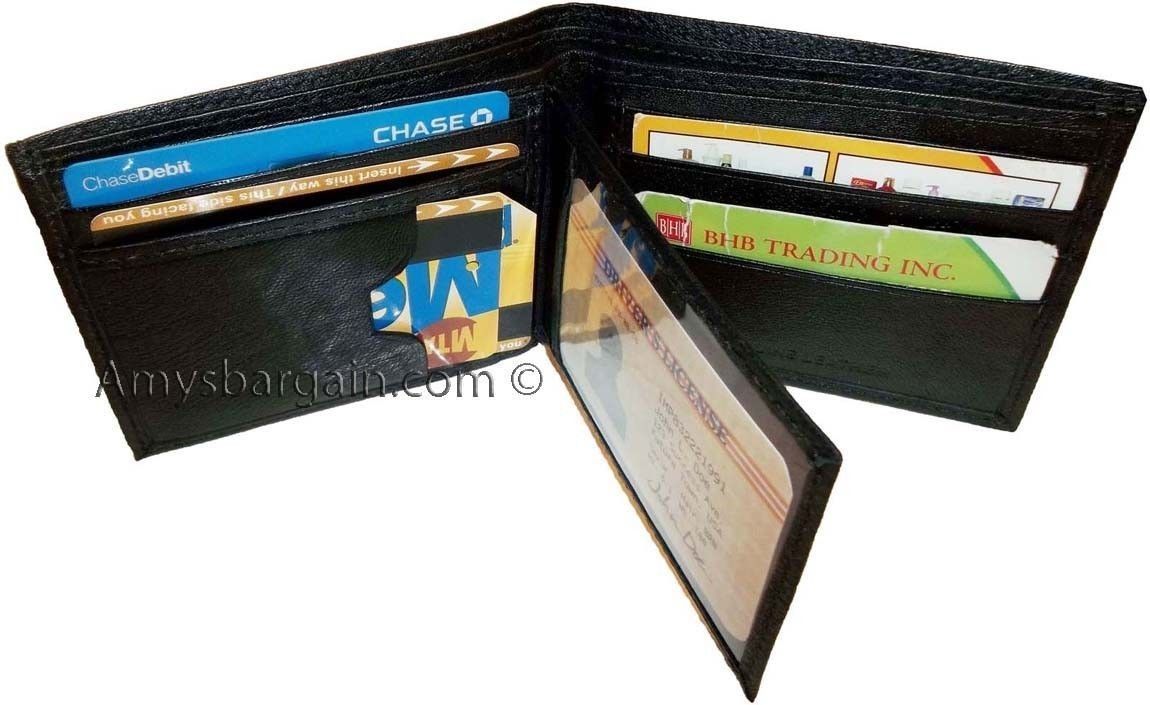 Lot of 6 Man's Wallet leather Black Bi fold wallet 12 credit cards 2 bill slots - Image 3