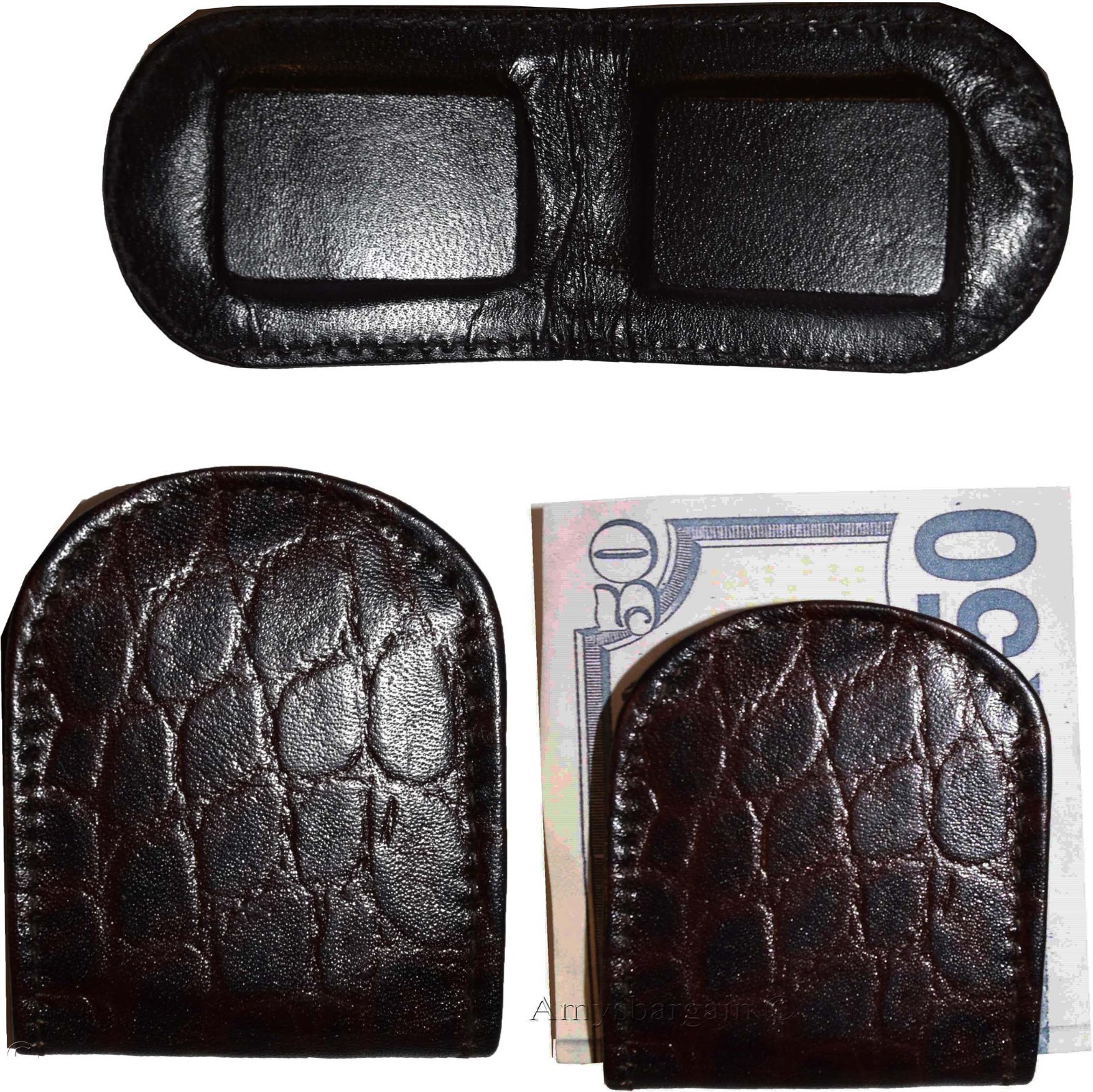 Lot of 6 New Brown Crocodile printed leather Unbranded money clip Clip Money BN - Image 8