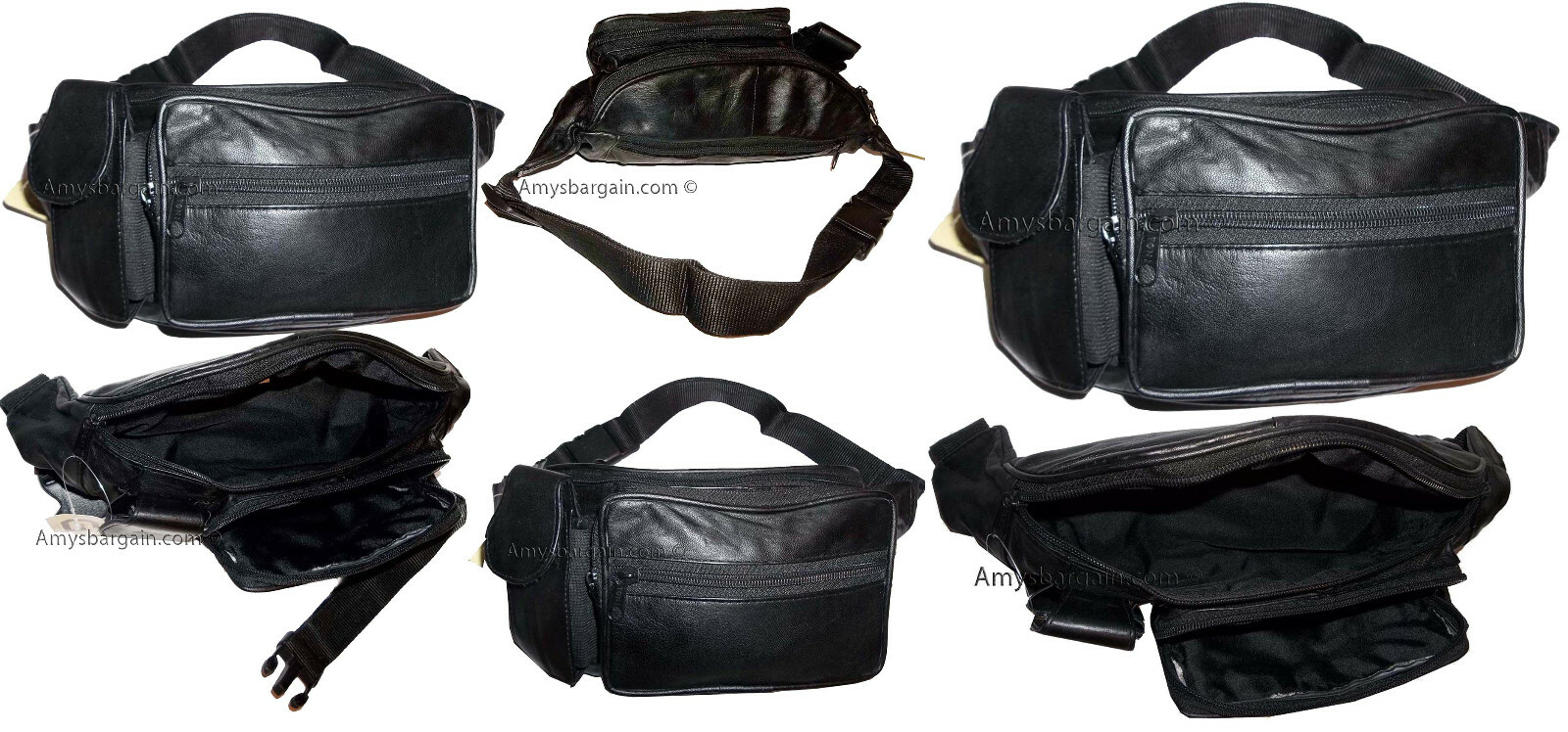 Lot of 6 New Leather waist pouches. waist bag, leather bag, Black Fanny pack NWT