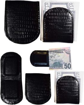 Lot of 6 New Lizard printed leather money clip, Black Unbranded money clip new