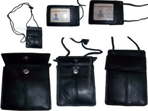 Lot of 6 New Neck string ID Case, Credit Card Case, Black Wallet pouch Money NWT