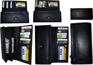 Lot of 6 New Women's checkbook wallet, Black leather Ladies checkbook wallet new