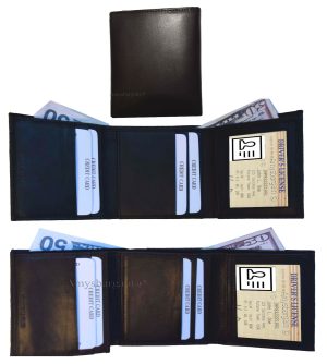 Lot of 6 man's genuine leather trifold wallet 2 id 8 card 2 bill slots calfskin - Image 11