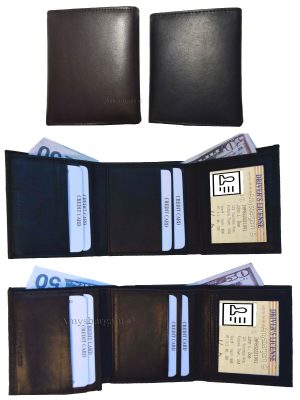 Lot of 6 man's genuine leather trifold wallet 2 id 8 card 2 bill slots calfskin - Image 12