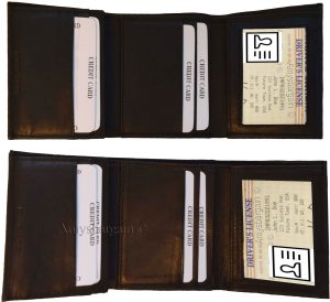 Lot of 6 man's genuine leather trifold wallet 2 id 8 card 2 bill slots calfskin - Image 10