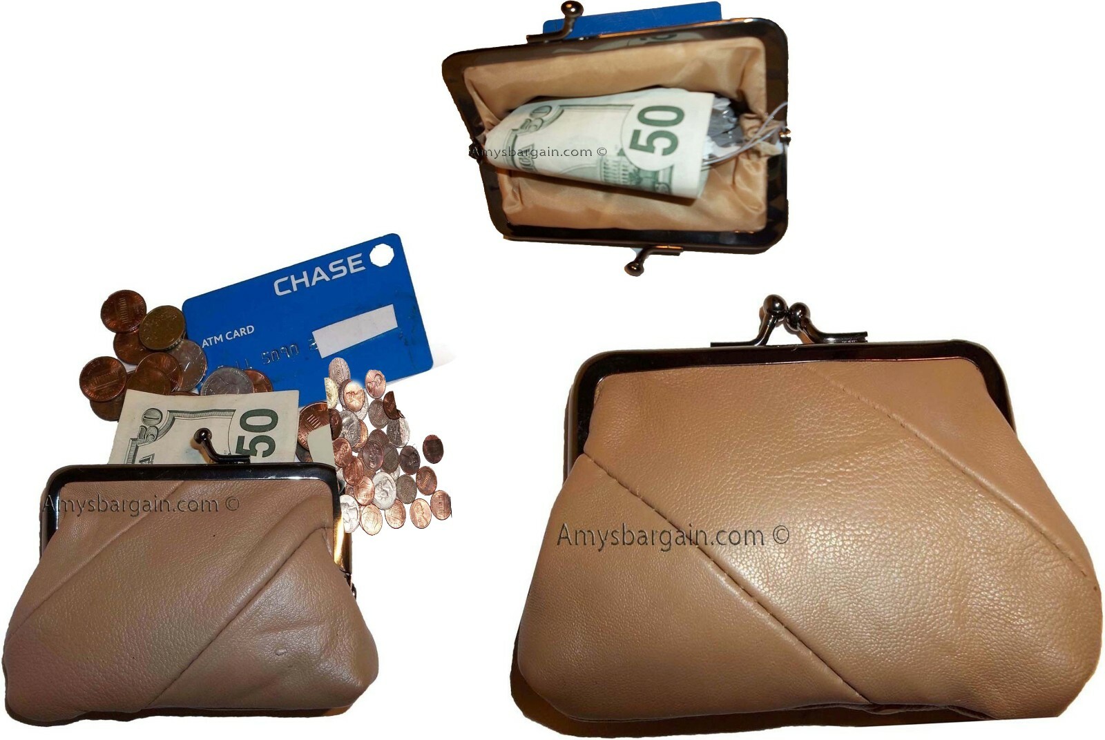 Lot of 6 new women's leather change purse coin bag wallet bag hand coin case new - Image 3