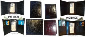 Man's Trifold Leather wallet Brown Crocodile skin Printed 2 billfolds 9 cards - Image 10
