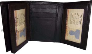 Man’s wallet Trifold Leather 9 card spaces 2 ID windows 2 bill slots New wallet - Image 12