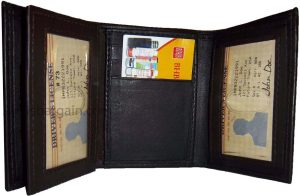 Man’s wallet Trifold Leather 9 card spaces 2 ID windows 2 bill slots New wallet - Image 13