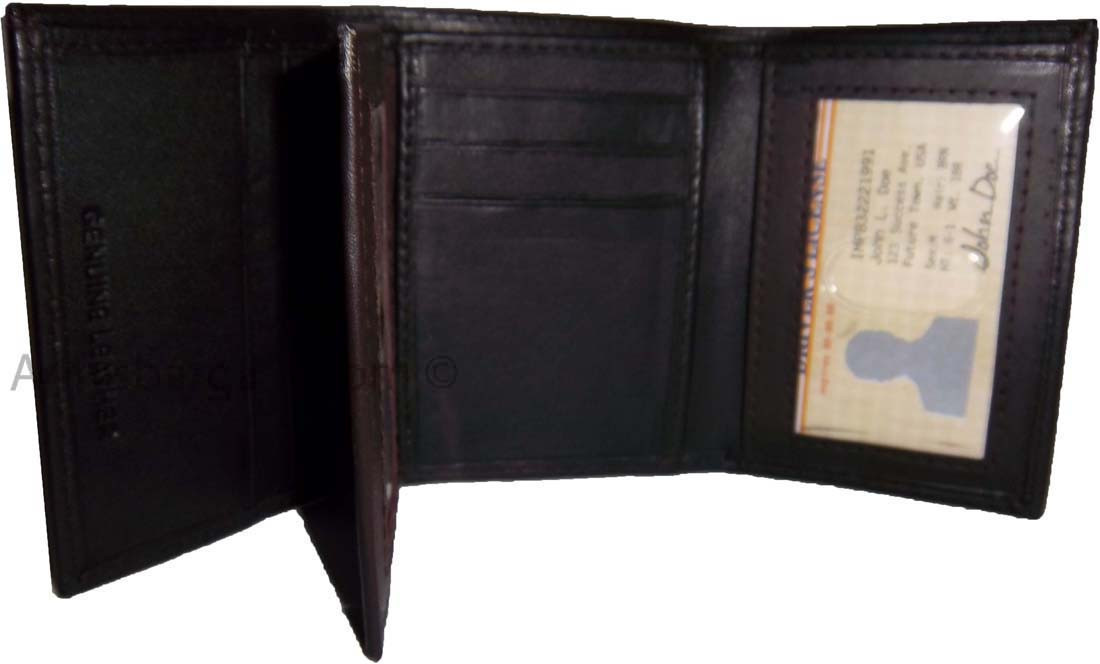 Man’s wallet Trifold Leather 9 card spaces 2 ID windows 2 bill slots New wallet - Image 4