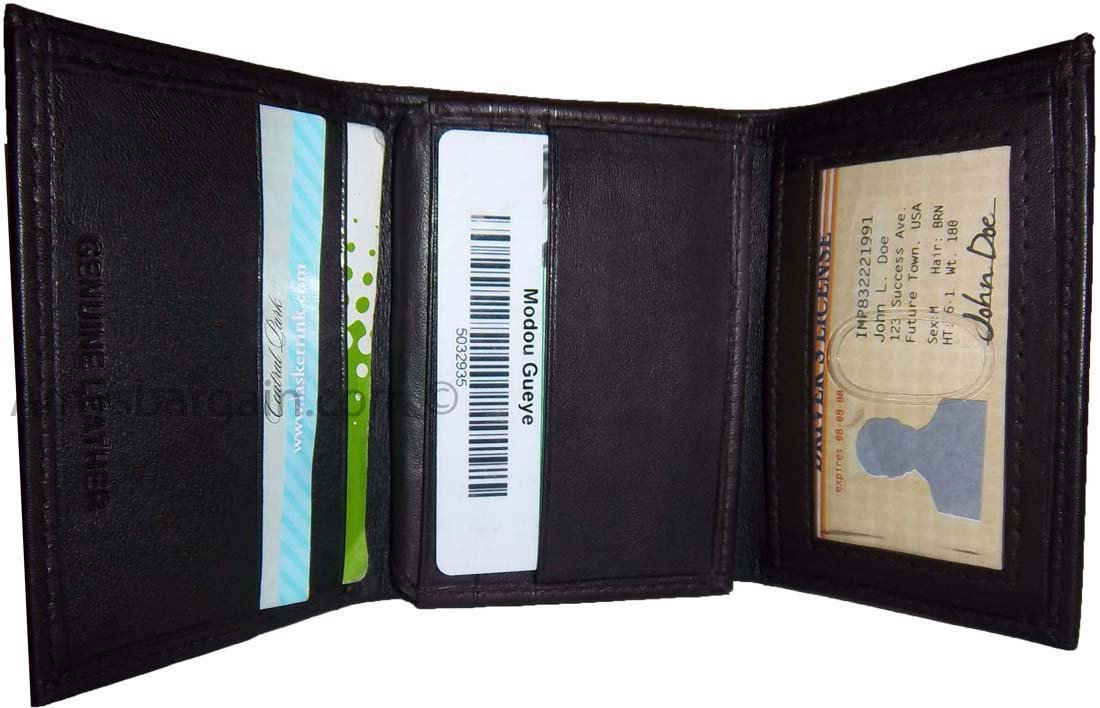Man’s wallet Trifold Leather 9 card spaces 2 ID windows 2 bill slots New wallet - Image 6