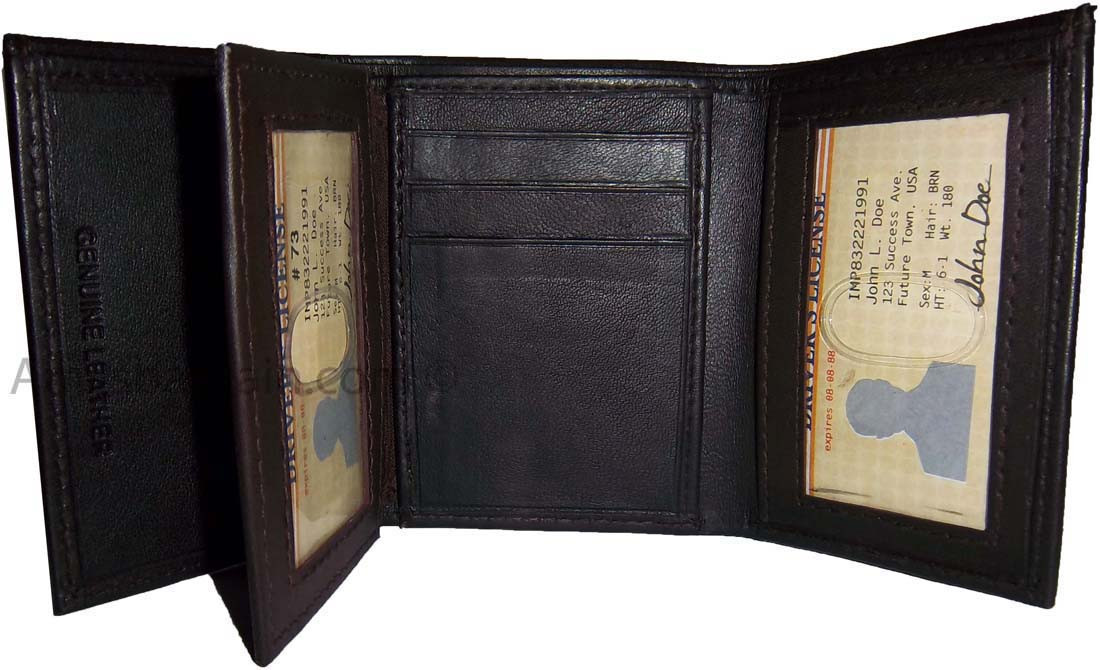 Man’s wallet Trifold Leather 9 card spaces 2 ID windows 2 bill slots New wallet - Image 7
