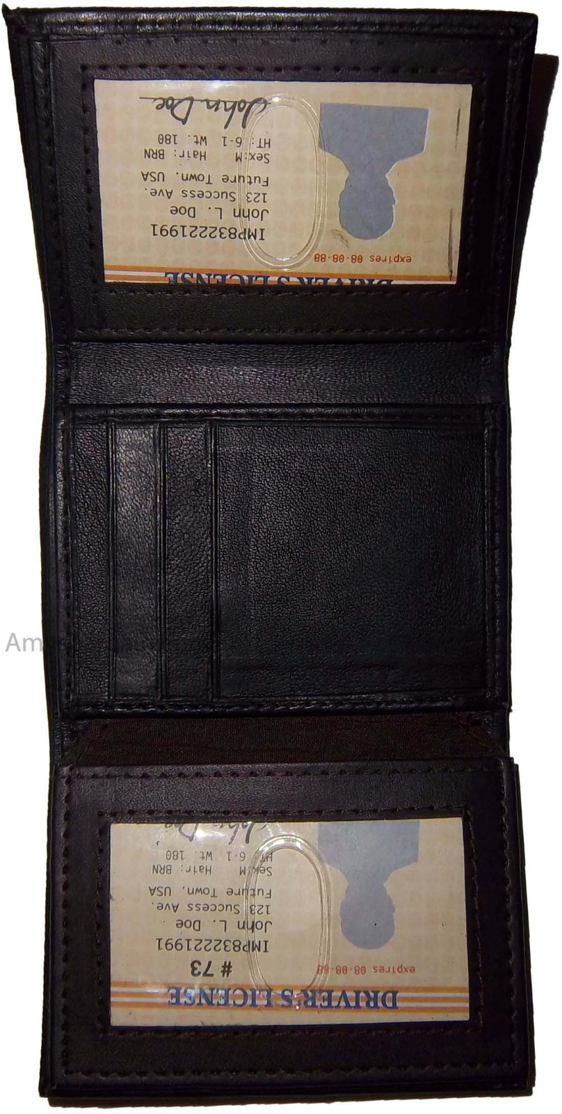 Man’s wallet Trifold Leather 9 card spaces 2 ID windows 2 bill slots New wallet - Image 9