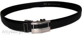 Men's Automatic Click Lock Buckle Waist Strap Dress Comfort Black Belt Casual 50