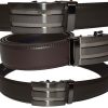 Men's Belt, Leather Dress Belt, Auto Lock belt, Up to 50” Quick lock belt BR New