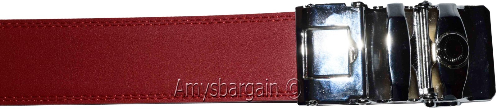 Men’s Belt XL Red Leather Automatic lock Dress / Casual belt adjustable belt - Image 11