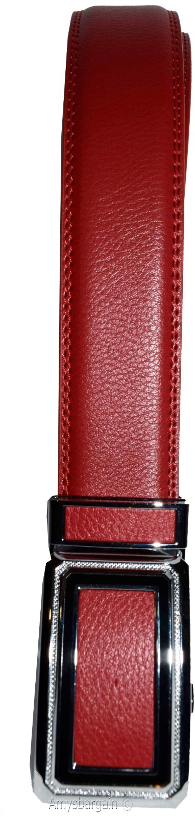 Men’s Belt XL Red Leather Automatic lock Dress / Casual belt adjustable belt - Image 14