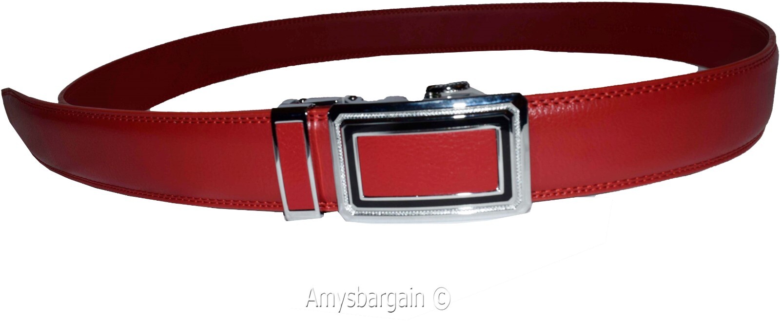 Men’s Belt XL Red Leather Automatic lock Dress / Casual belt adjustable belt - Image 5