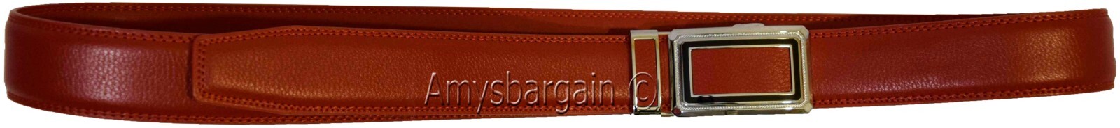 Men’s Belt XL Red Leather Automatic lock Dress / Casual belt adjustable belt - Image 8