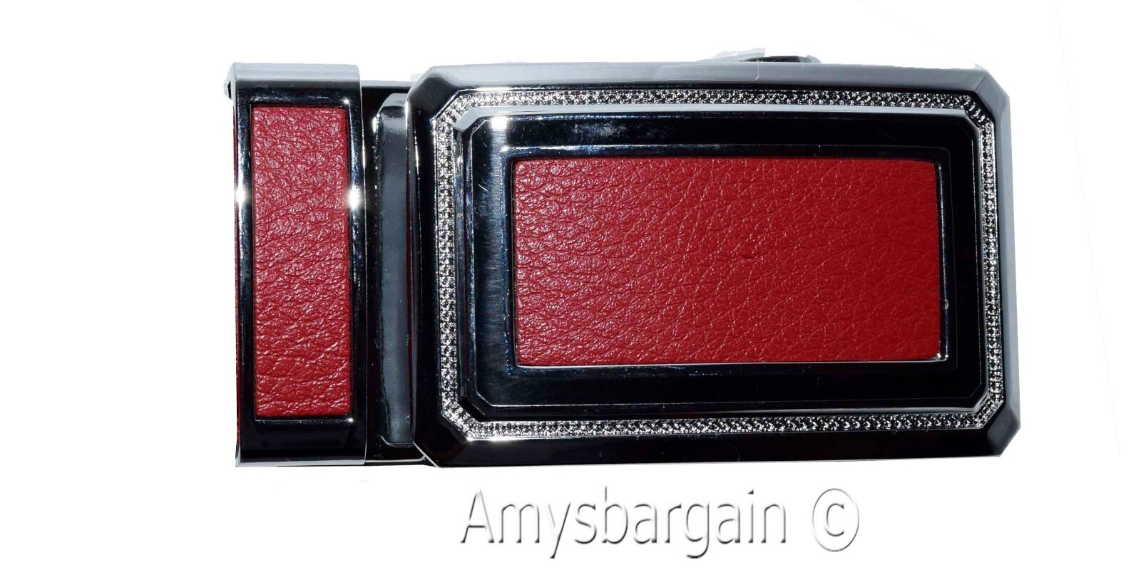 Men’s Belt XL Red Leather Automatic lock Dress / Casual belt adjustable belt - Image 9