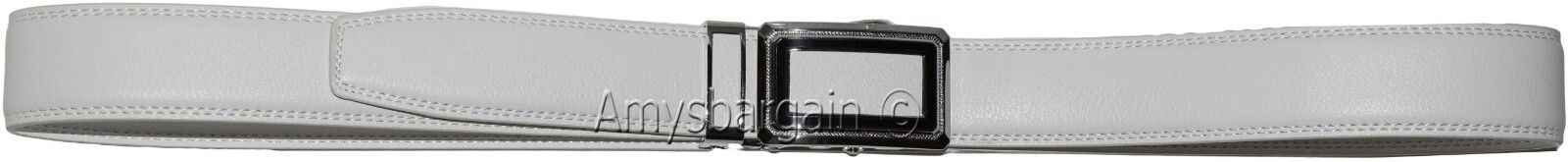 Men’s Belt XL White Leather Automatic lock Dress / Casual belt adjustable belt - Image 12