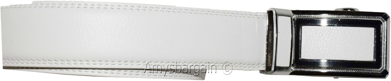 Men’s Belt XL White Leather Automatic lock Dress / Casual belt adjustable belt - Image 13