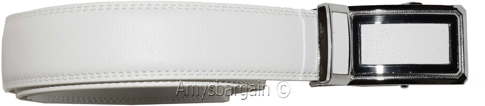 Men’s Belt XL White Leather Automatic lock Dress / Casual belt adjustable belt - Image 5