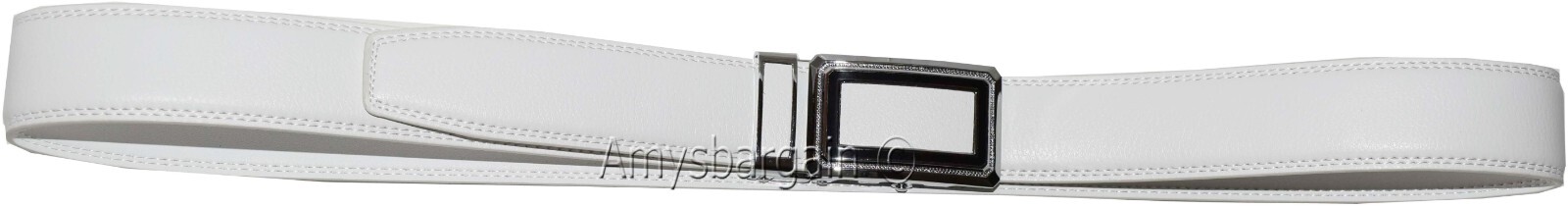 Men’s Belt XL White Leather Automatic lock Dress / Casual belt adjustable belt - Image 6