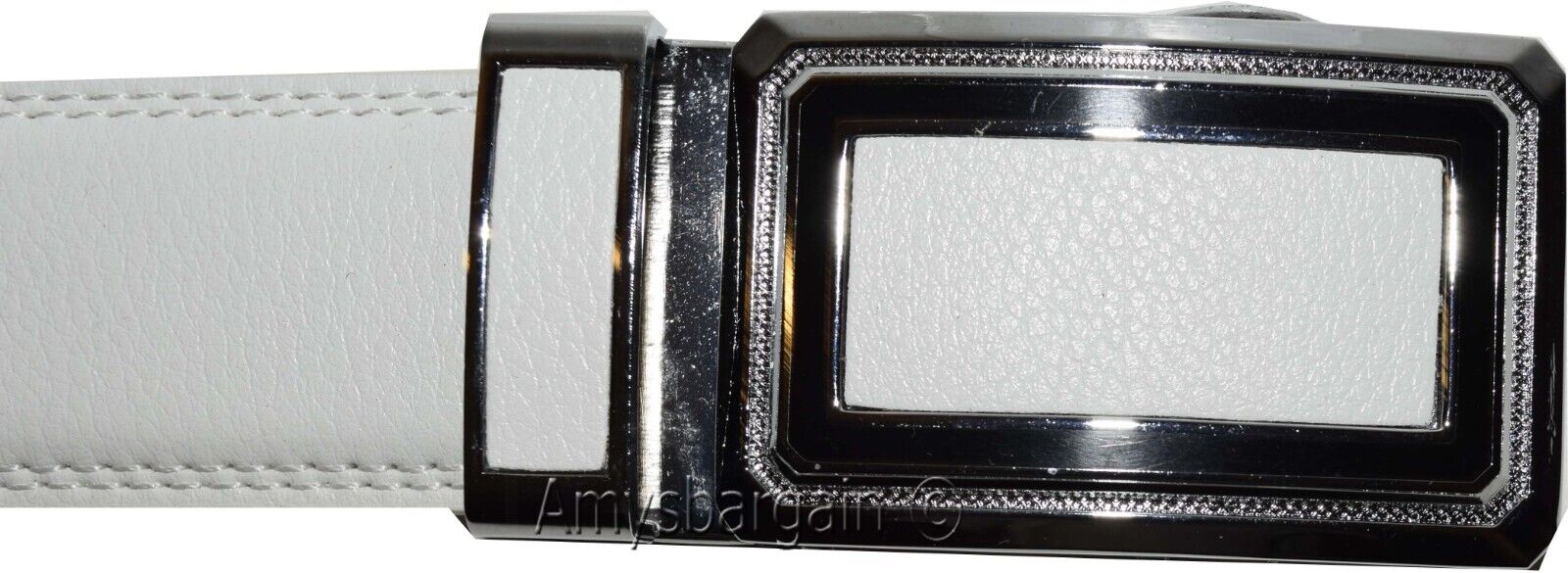 Men’s Belt XL White Leather Automatic lock Dress / Casual belt adjustable belt - Image 7